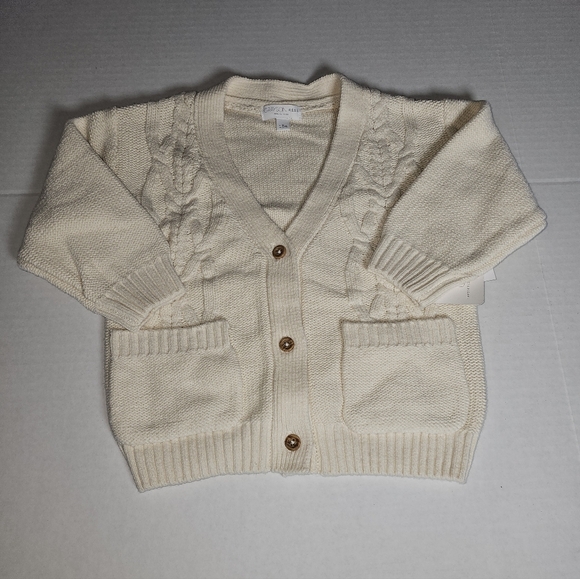 Grayson Mini Baby Baby Cable Knit Top & Bottom Set Cream Cozy Matching 18 Months - Picture 3 of 11